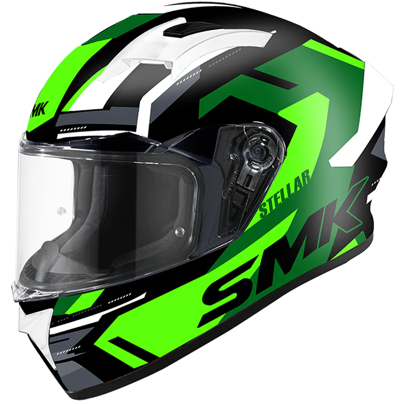 Smk Stellar Sports K Power Gloss Black Green Grey Helmet Gl