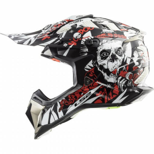 LS2 MX470 Subverter Vodoo Matt Black White Red Motocross Helmet