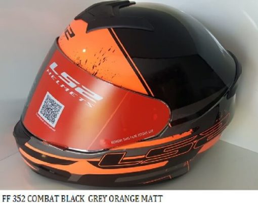 LS2 FF352 Combat Black Grey Orange Matt Full Face Helmet