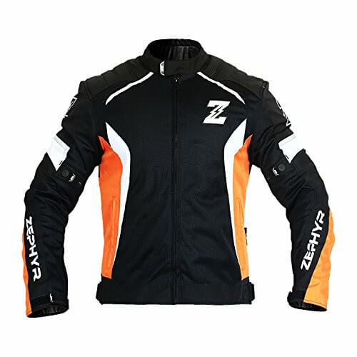 Zeus Zephyr All Season Black Orange White Riding Jacket | Custom Elements