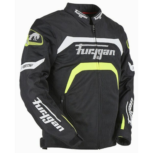 Furygan Arrow Vented Black White Fluorescent Yellow Riding Jacket