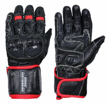 BBG Black Full Gauntlet Leather Riding Gloves