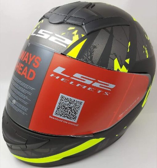 LS2 FF352 Palimnesis Matt Black Fluorescent Yellow Full Face Helmet 2