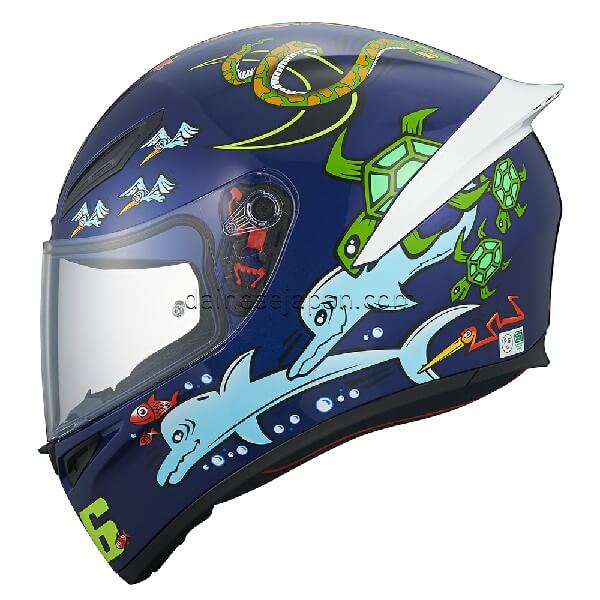 AGV K1 Top White Zoo Blue Gloss Blue Yellow Green Red Full Face Helmet |  Custom Elements