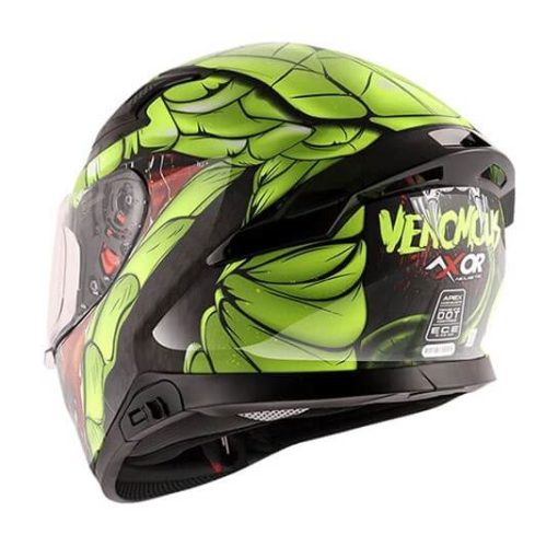 AXOR APEX Venomous Gloss Black Fluorescent Green Full Face Helmet 3