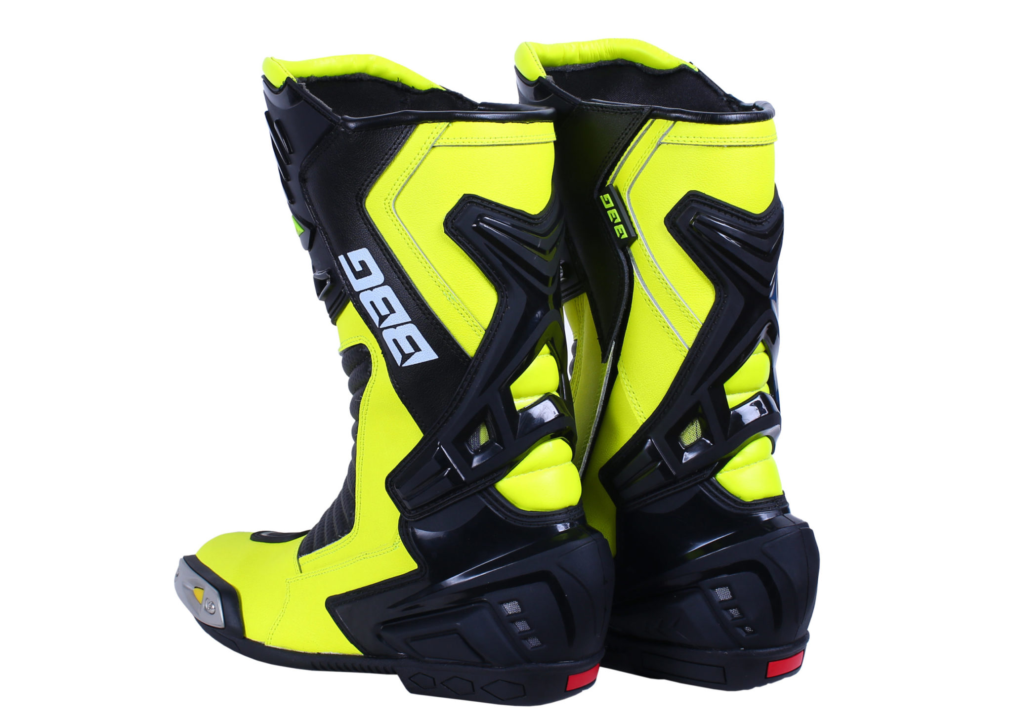 BBG Long Racing Black Fluorescent Yellow Riding Boots | Buy online in India