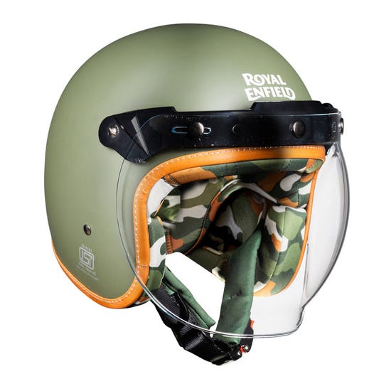 royal enfield battle green helmet