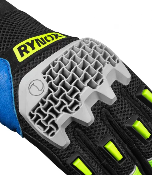 Rynox Gravel Dual Sport Hi Viz Green Blue Riding Gloves1