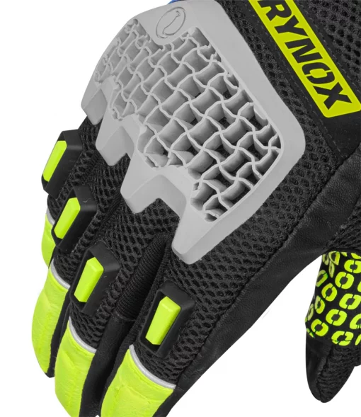 Rynox Gravel Dual Sport Hi Viz Green Blue Riding Gloves3