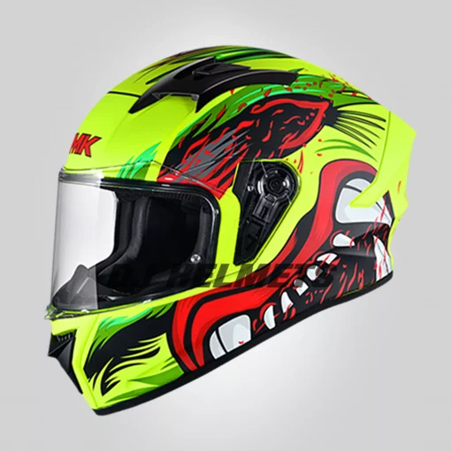 SMK Stellar Animal Gloss Yellow Red Green Full Face Helmet