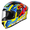 SMK Stellar Skull Gloss Yellow Red Blue Full Face Helmet