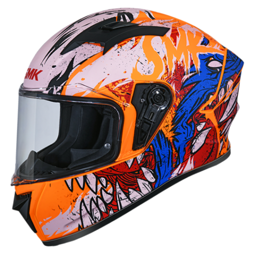 SMK Stellar Werewolf Fluro Gloss Orange White Red Full Face Helmet