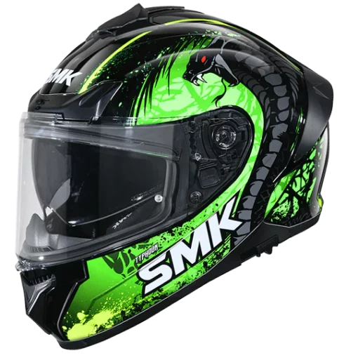 SMK Typhoon Reptile Black Green Yellow Gloss GL284 Helmet