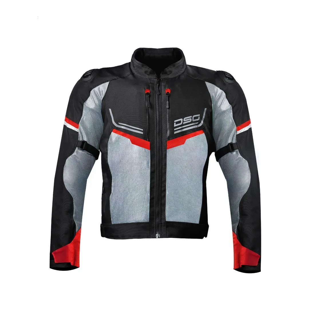 DSG AIRE Black Grey Red Riding Jacket | Buy online in India