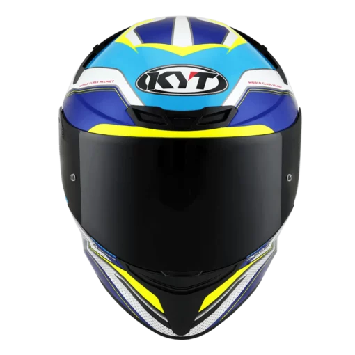 KYT TT Course Grand Prix Gloss White Light Blue Helmet 4