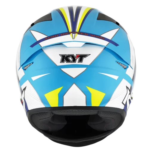 KYT TT Course Grand Prix Gloss White Light Blue Helmet 8