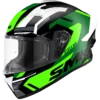 SMK Stellar Sports K Power Gloss Black Green Grey Helmet (GL286)