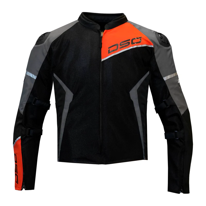 DSG Apex Air-Flow Black Grey Red Fluo Riding Jacket | Buy online in India