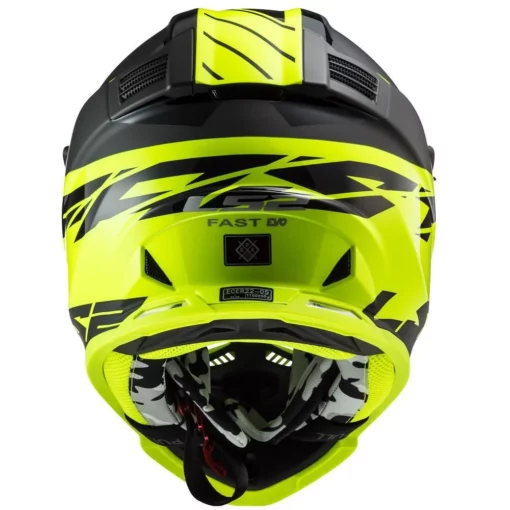 LS2 MX437 Fast Evo Roar Matt Black Gloss Hi Viz Yellow Helmet 4