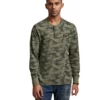 Royal Enfield Camo Jacquard Vintage Henley Olive T shirt