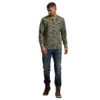 Royal Enfield Camo Jacquard Vintage Henley Olive T shirt 2