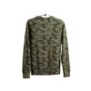 Royal Enfield Camo Jacquard Vintage Henley Olive T shirt 4