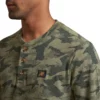 Royal Enfield Camo Jacquard Vintage Henley Olive T shirt 6