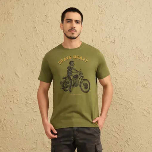 Royal Enfield Braveheart Olive Men T Shirt 1