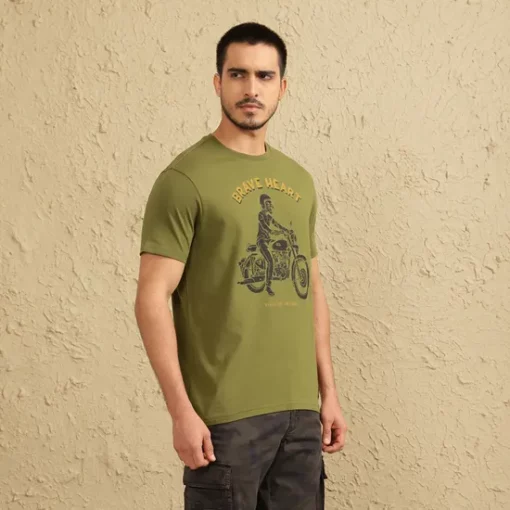 Royal Enfield Braveheart Olive Men T Shirt 4