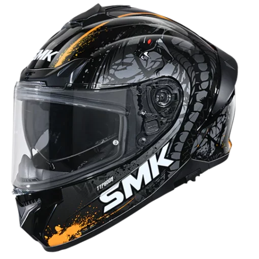 SMK Typhoon Reptile Gloss Black Grey Orange (GL267) Helmet 1