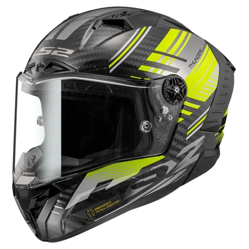 LS2 FF805 Carbon Vol Gloss Black Hi Viz Yellow Helmet 1