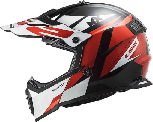 LS2 MX437 Fast Evo Crusher Matt Red White Helmet 3