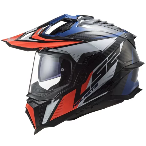 LS2 MX701 Explorer Carbon Focus Gloss Blue White Red Helmet 1