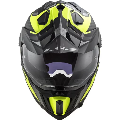 LS2 MX701 Explorer Carbon Focus Matt Titanium Hi Viz Yellow Helmet 5