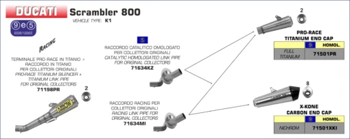 Arrow Titanium Pro Race Silencer For Ducati Scrambler (71198PR) 3