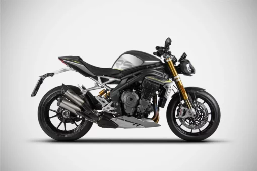 Zard Titanium Euro 5 Homologated Slip On With Stainless Steel Fittings Carbon End Caps And Heat Shield Cover As Standard For Triumph Speed Triple 1200 RS RR 21 23 SLIP ON (2021 23) (ZTP097S10TCO) 2