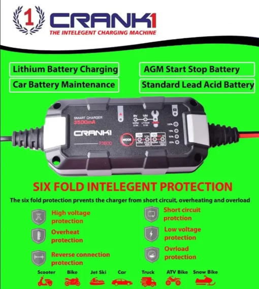 Crank1 Performance Intellegent Lead Acid Battery Charger (F3500) 02