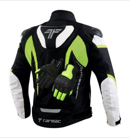 Tarmac Corsa Level 2 Black White Fluorescent Yellow Riding Jacket (Free Tex Gloves) 1