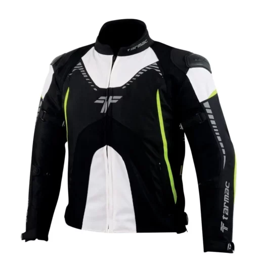 Tarmac Corsa Level 2 Black White Fluorescent Yellow Riding Jacket (Free Tex Gloves) 4