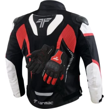 Tarmac Corsa Level 2 Black White Red Riding Jacket (Free Tex Gloves) 1