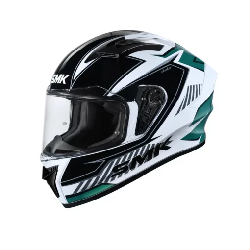 SMK Stellar Sports Adox Matt White Green Black Helmet 1