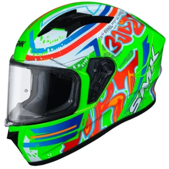 SMK Stellar Sports Graffiti Gloss Green Red Orange Helmet 1