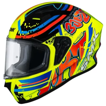 SMK Stellar Sports Graffiti Gloss Yellow Red Orange Helmet 1