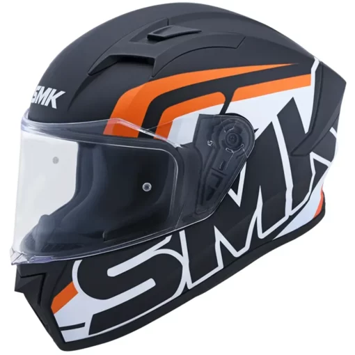 SMK Stellar Sports Stage Matte Black White Orange Helmet 1