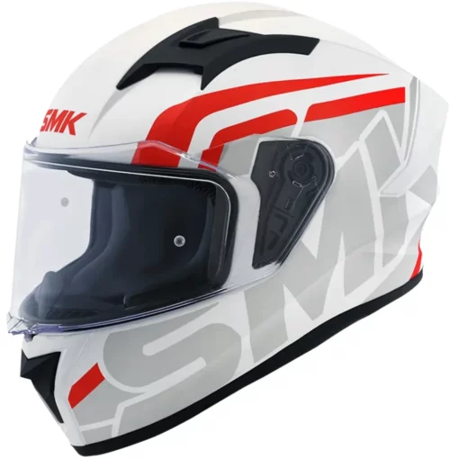 SMK Stellar Sports Stage Matte White Grey Red Helmet 1