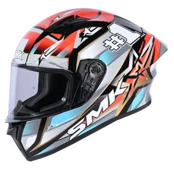 SMK Stellar Sports Uno Gloss Black Grey Red Helmet 1