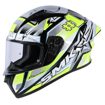 SMK Stellar Sports Uno Gloss Black White Yellow Helmet 1