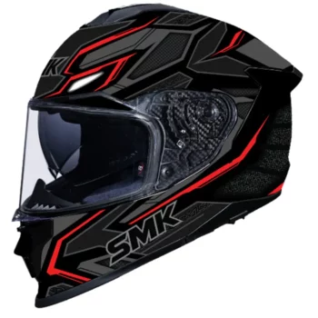 SMK Titan Panther Gloss Black Grey Red Helmet