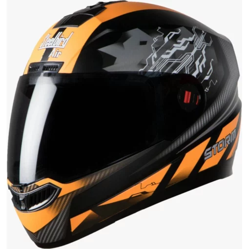 Steelbird SBA 1 Storm Matt Black with Orange Helmet 1