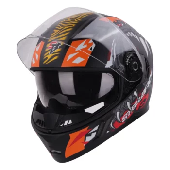 Steelbird SBA 21 Dual Visor Pantha Gloss Black with Orange Helmet 1